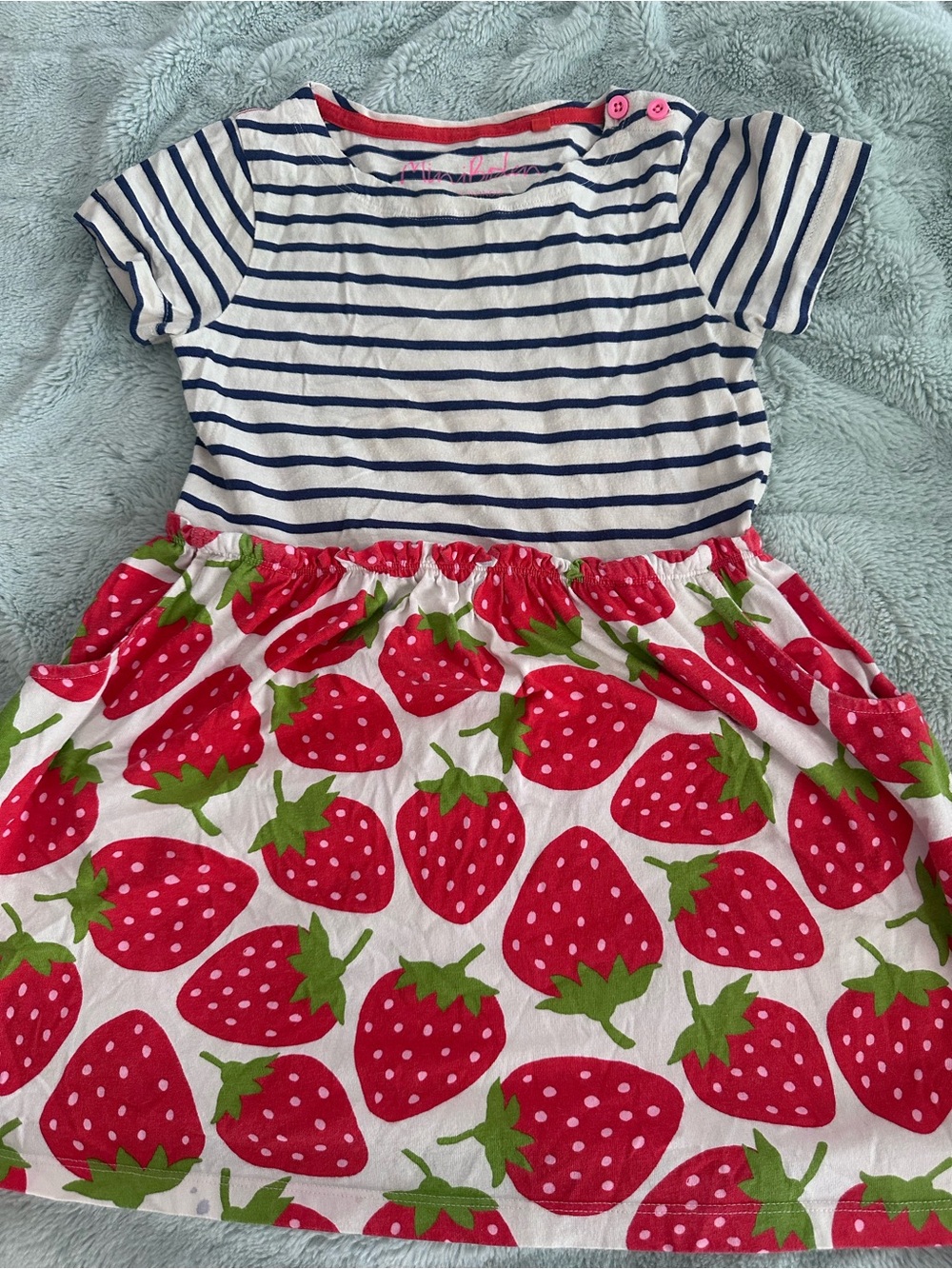 Mini Boden Navy Stripe Top with Red Strawberry Skirt Dress